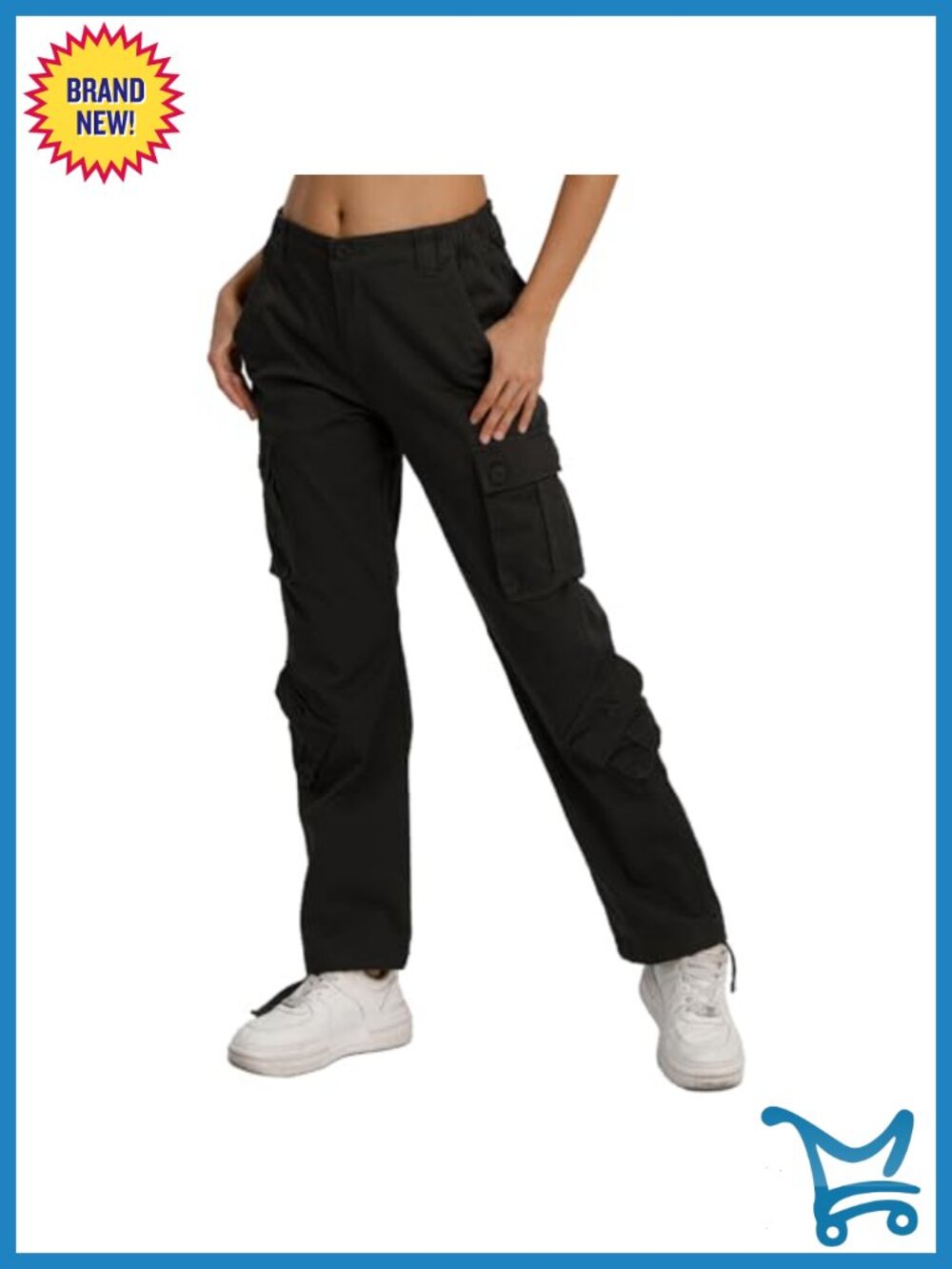 Womens Hiking Cargo Pants 8 Utility Pockets Loose Fit Cotton Stretch